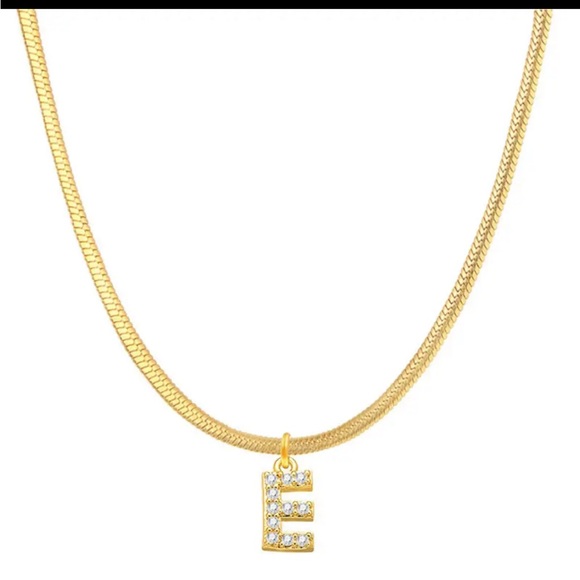 COPY - 18K Herringbone Initial Chain Necklace - Picture 8 of 12